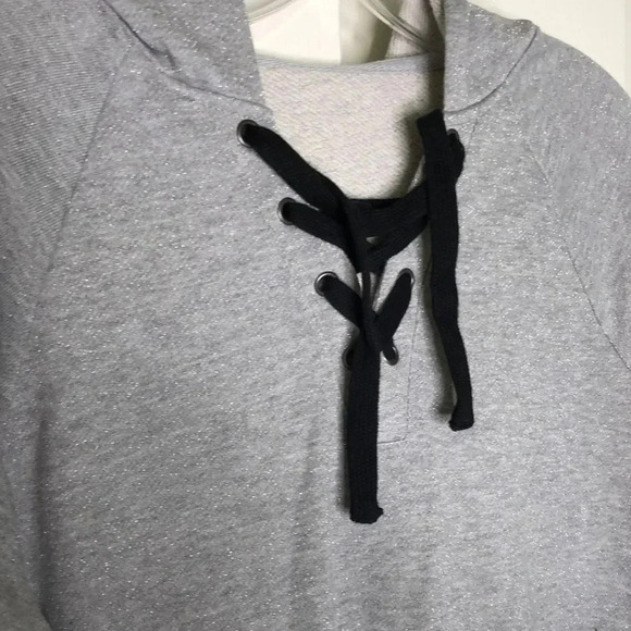 HOT TOPIC Hooded Two Tone Lace Up Sweatshirt - Picture 2 of 5